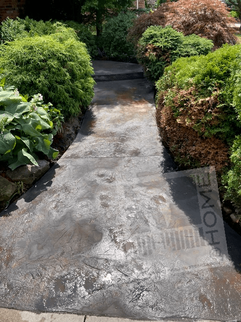 Stamped concrete walkway