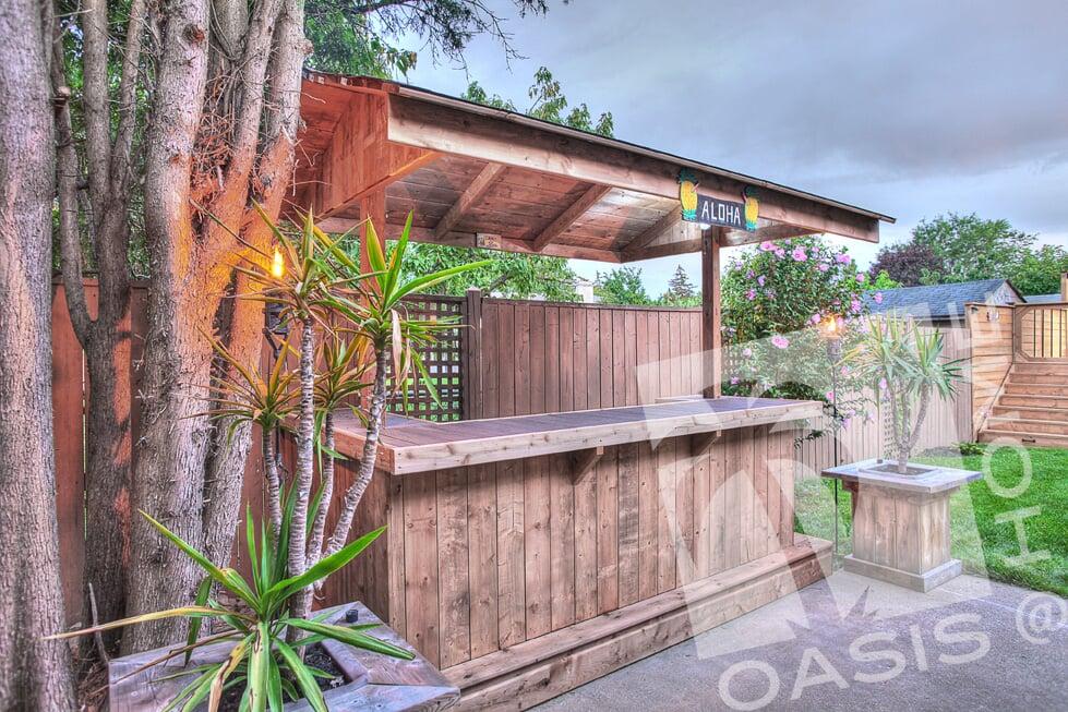 Wooden bar and wooden fence built by Oasis at Home