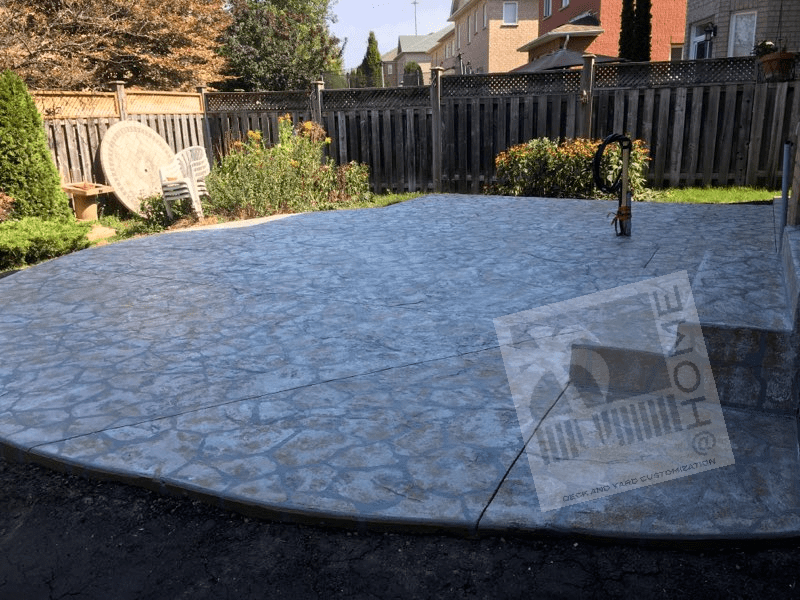 Stamped concrete on deck
