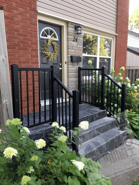 Stone stairs with metal fence built by Oasis at Home